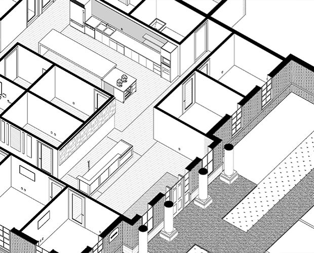 white interior design 3D render Revit Design